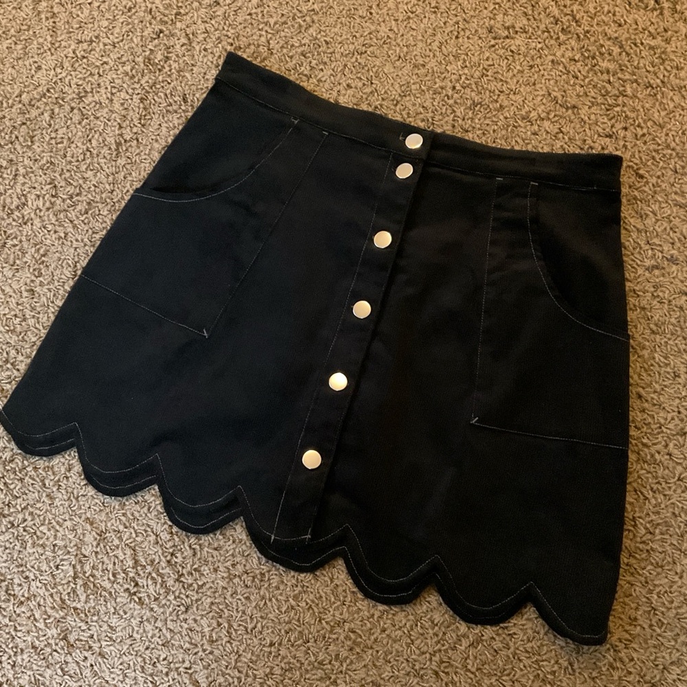 NWT~Black Cord Button-Up 1960’s Inspired Mod Skirt-Petal Hem, XL, Smak Parlour